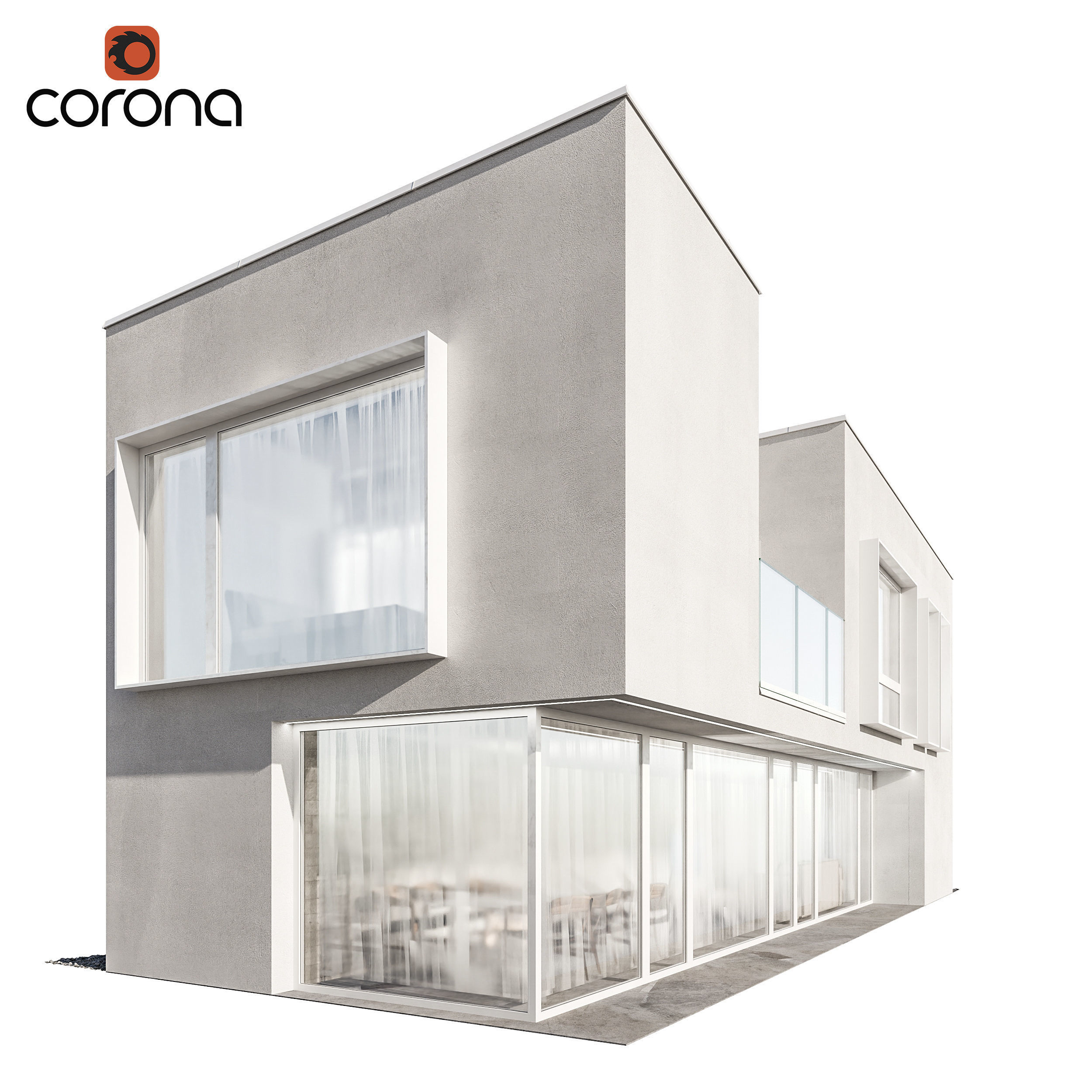 Modern house 08 - night 3D model_2