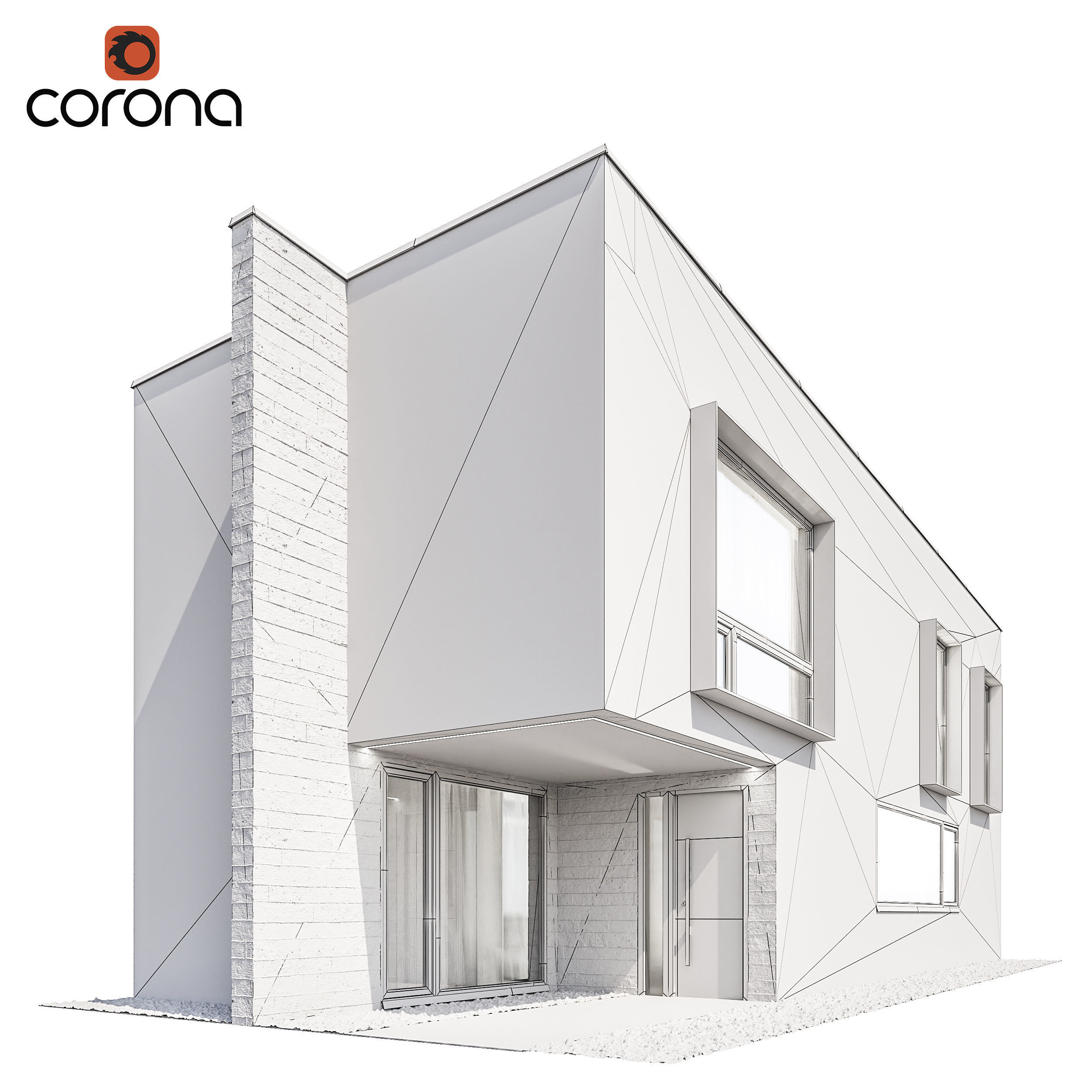 Modern house 08 - night 3D model_4