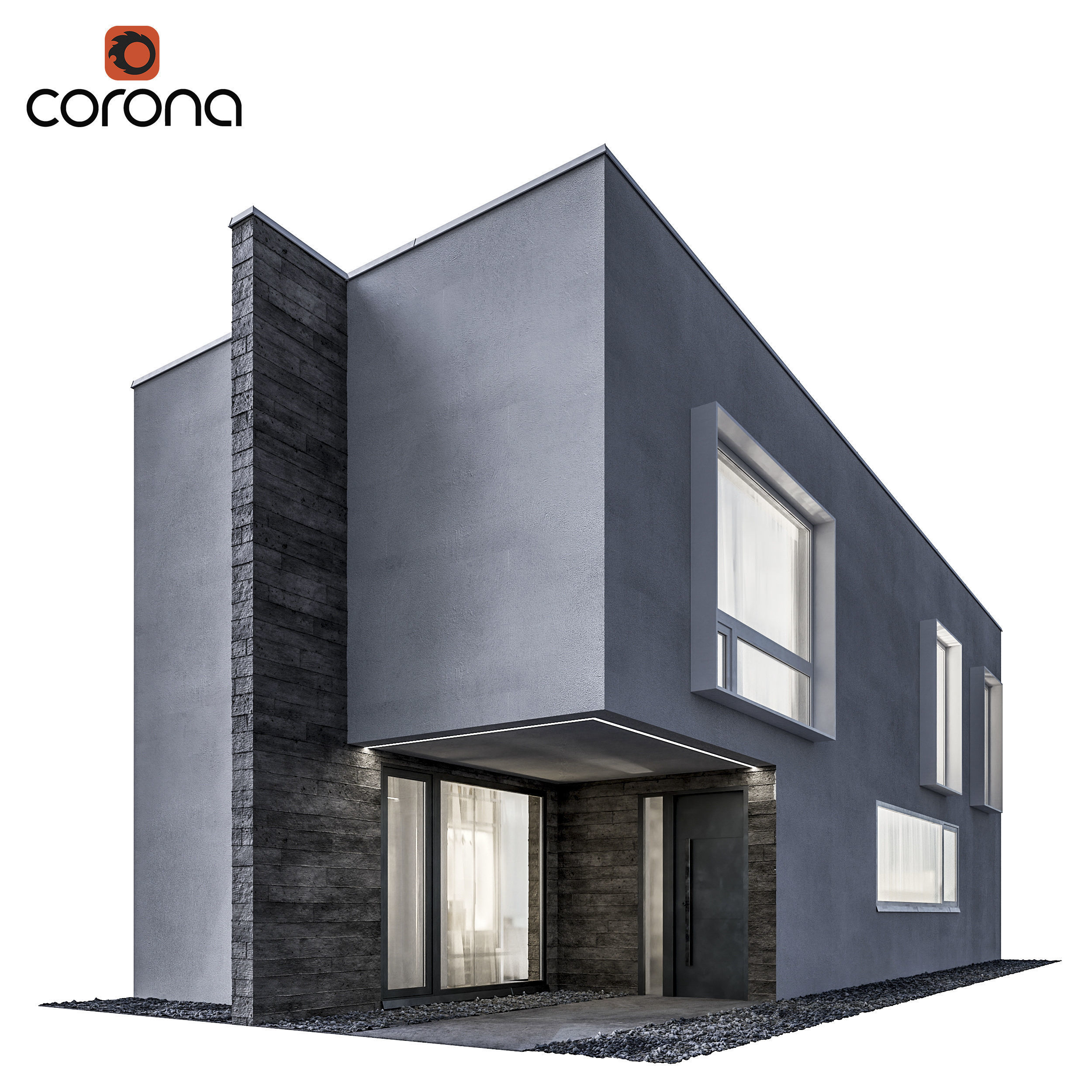 Modern house 08 - night 3D model_1