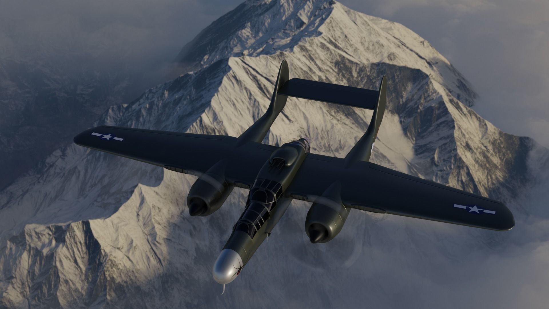 Northrop P-61 Black Widow Low-poly 3D model_3