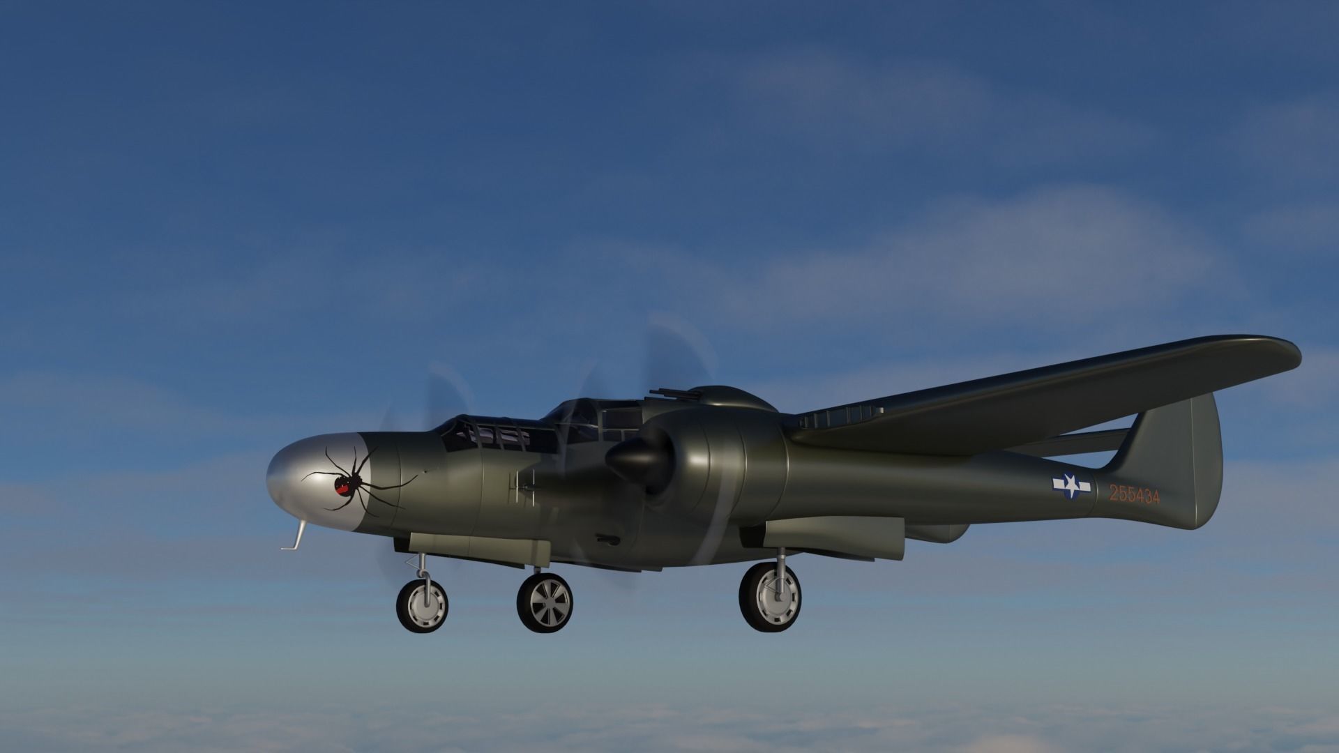 Northrop P-61 Black Widow Low-poly 3D model_2
