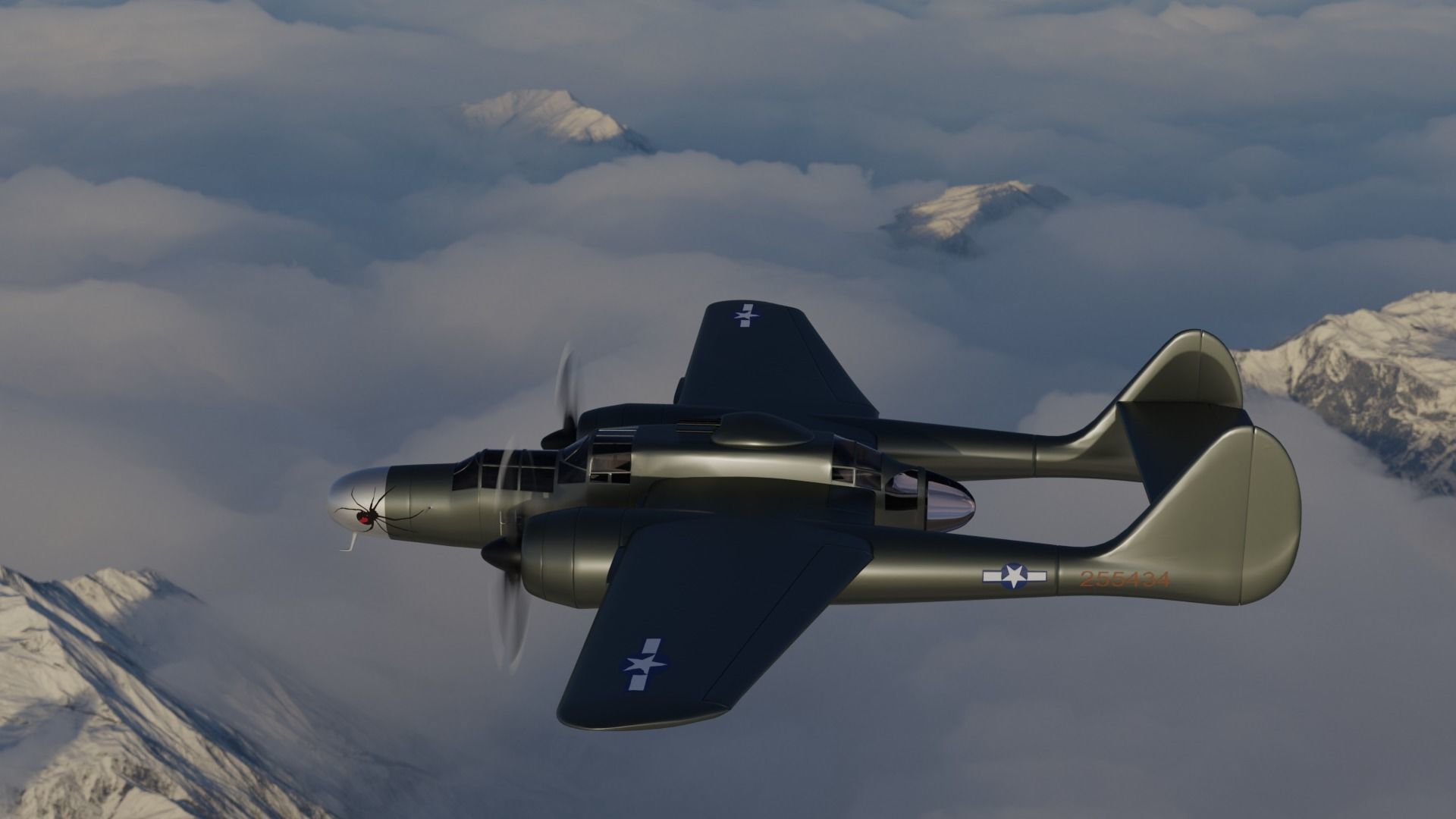 Northrop P-61 Black Widow Low-poly 3D model_5