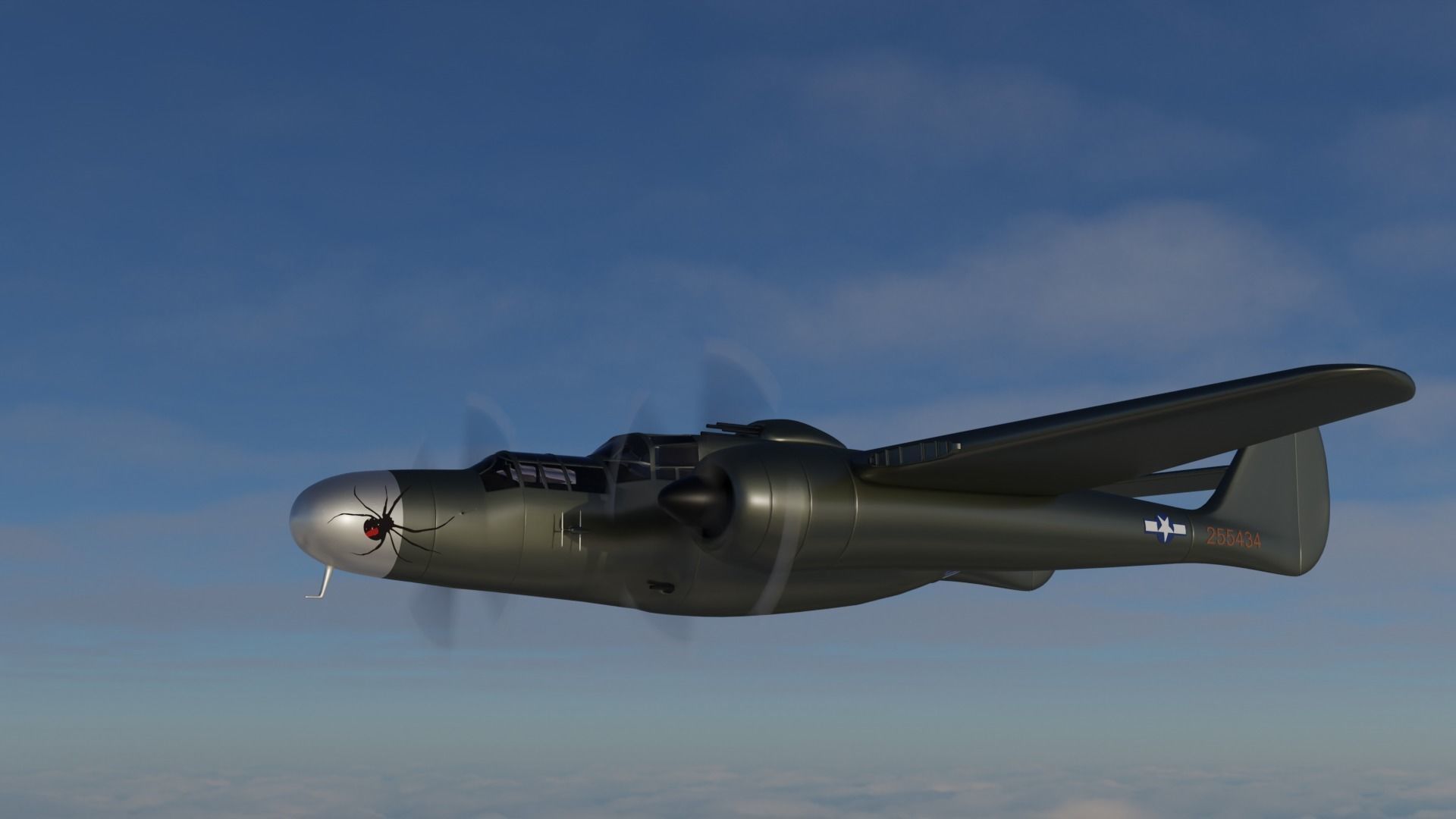 Northrop P-61 Black Widow Low-poly 3D model_4