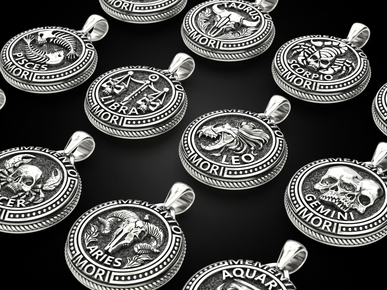 Zodiac skull pendant Collection _2