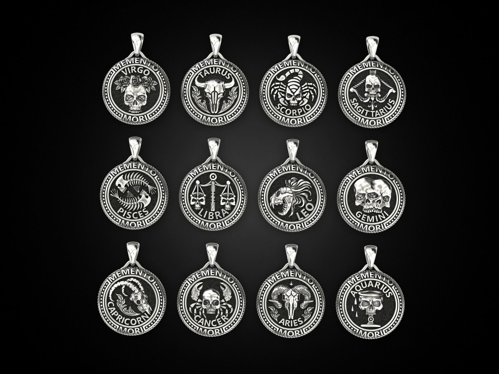 Zodiac skull pendant Collection _1