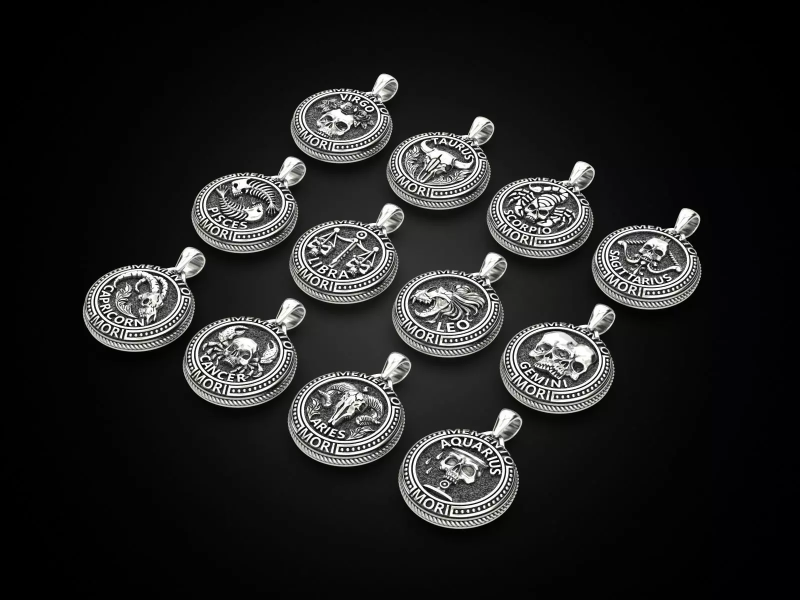 Zodiac skull pendant Collection _0