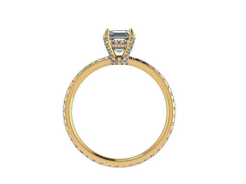 Ring047 gold engagement ring with cushion cut diamond 3D print model_2