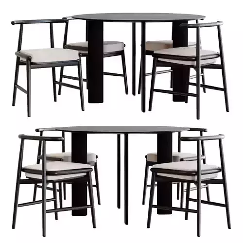 Emilia Chair Carlotta Alta Table Dining Set 3D model