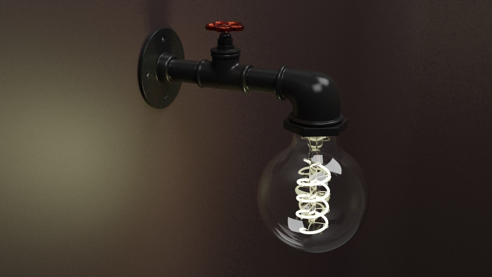 Sconce industrial light bulb wall 3D model_1