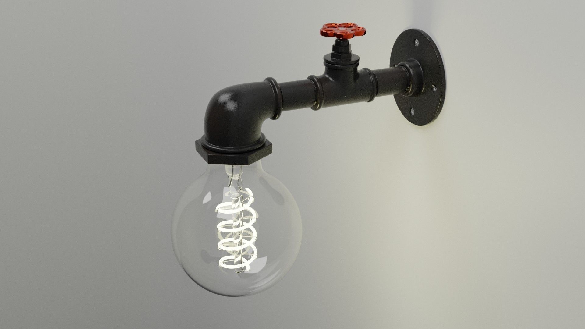 Sconce industrial light bulb wall 3D model_2