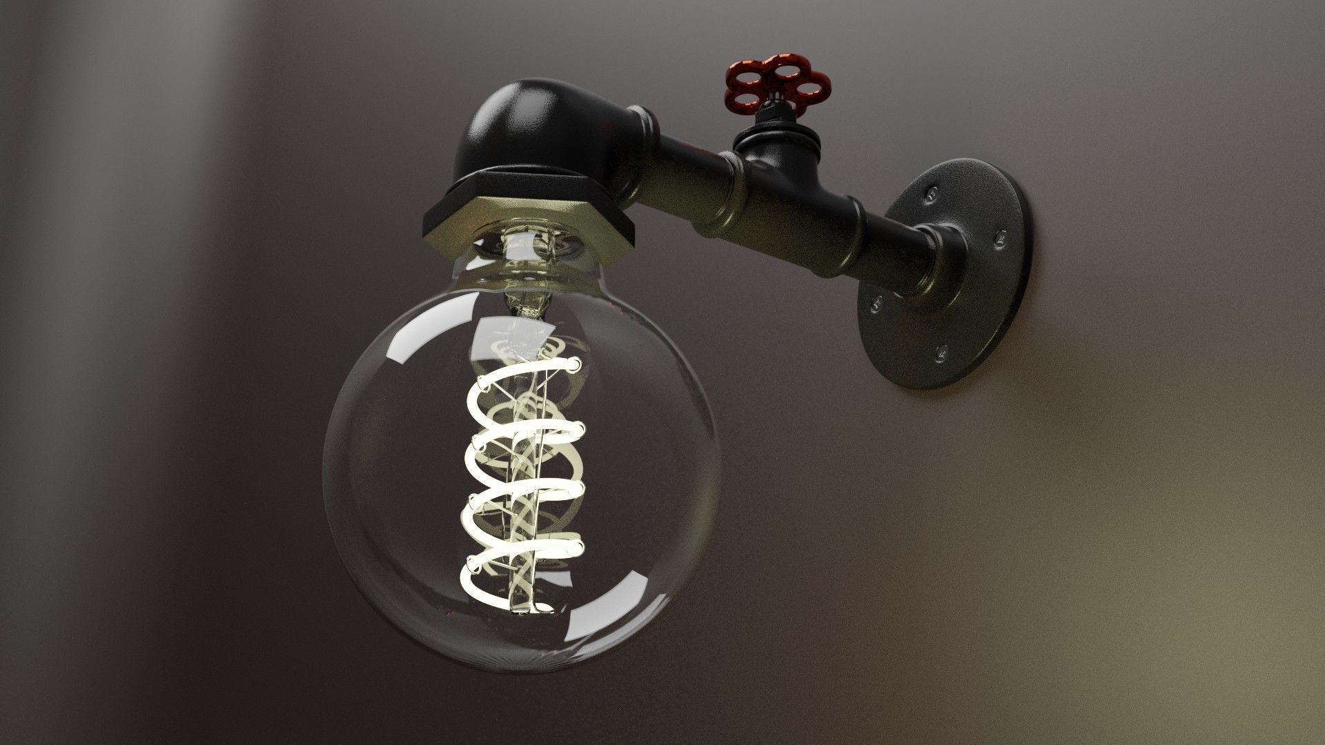 Sconce industrial light bulb wall 3D model_4
