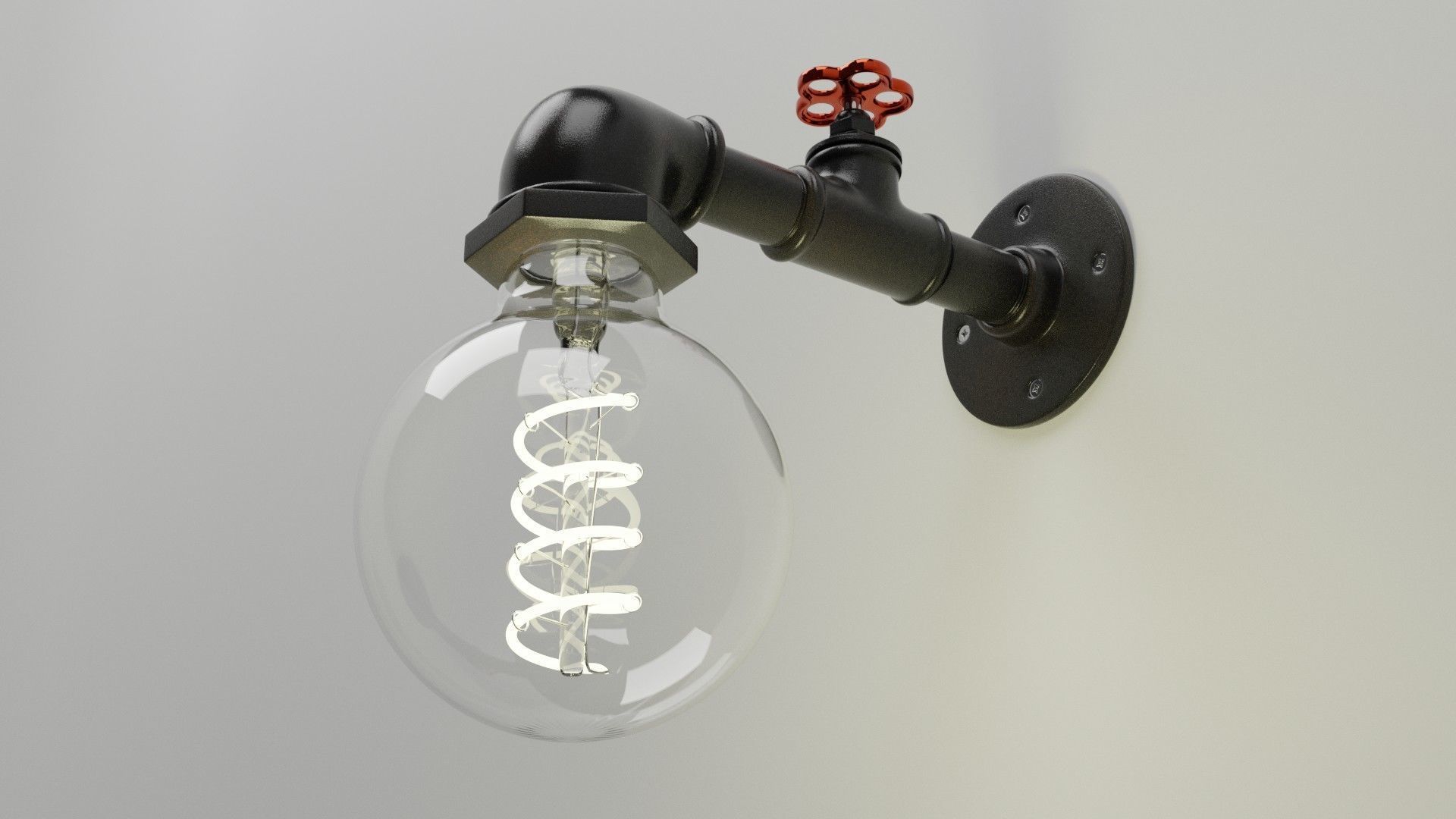 Sconce industrial light bulb wall 3D model_3