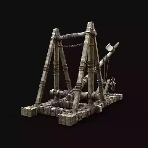 CATAPULT MEDIEVAL SIEGE ENGINE WAR MACHINE BATTLE WEAPON Low-poly 3D model