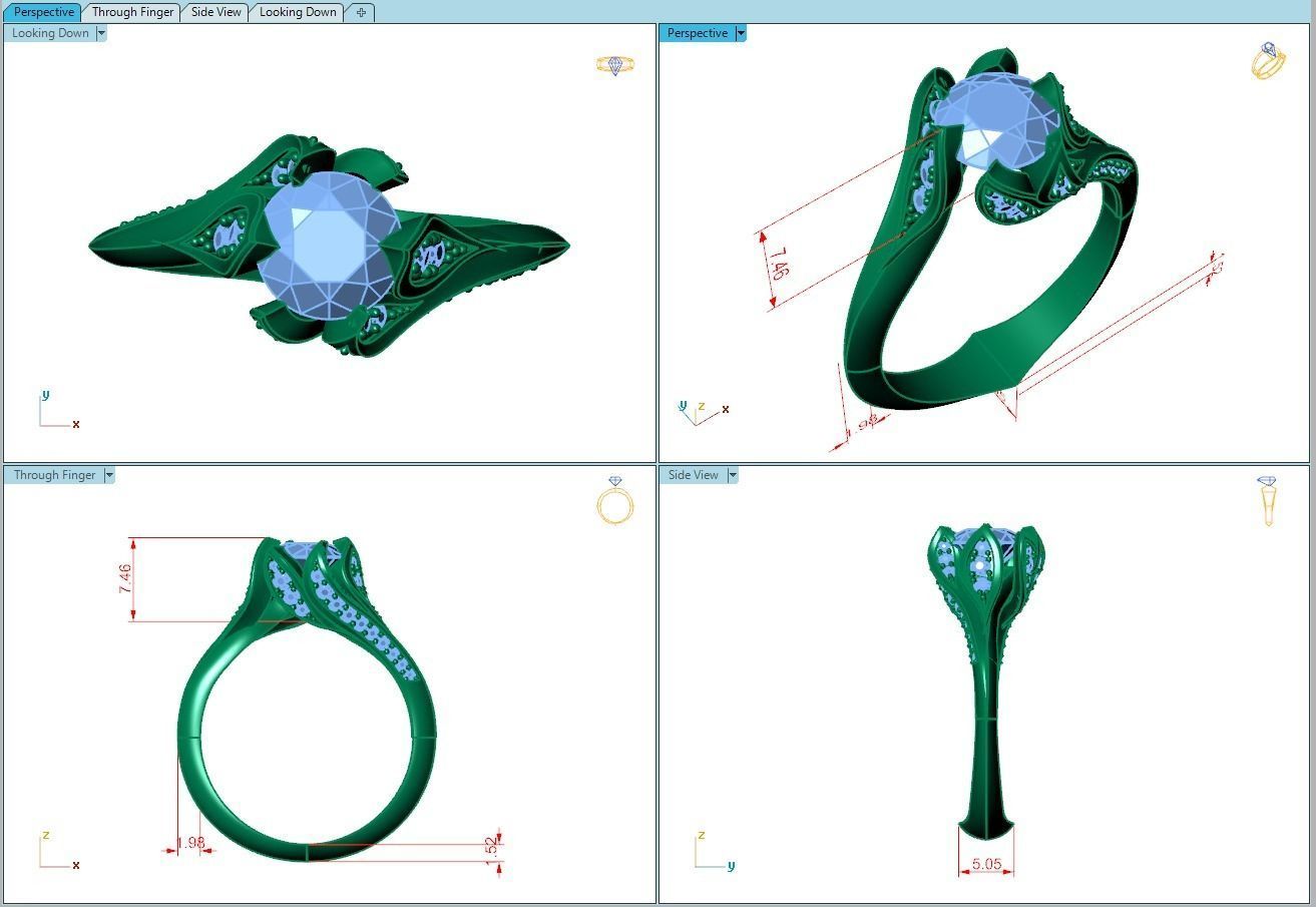 Ring048 diamond engagement ring gold 3D print model_5