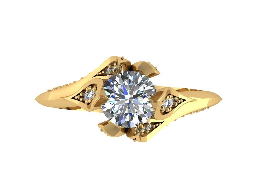 Ring048 diamond engagement ring gold 3D print model_1