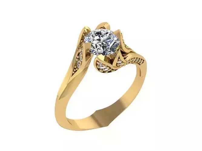 Ring048 diamond engagement ring gold