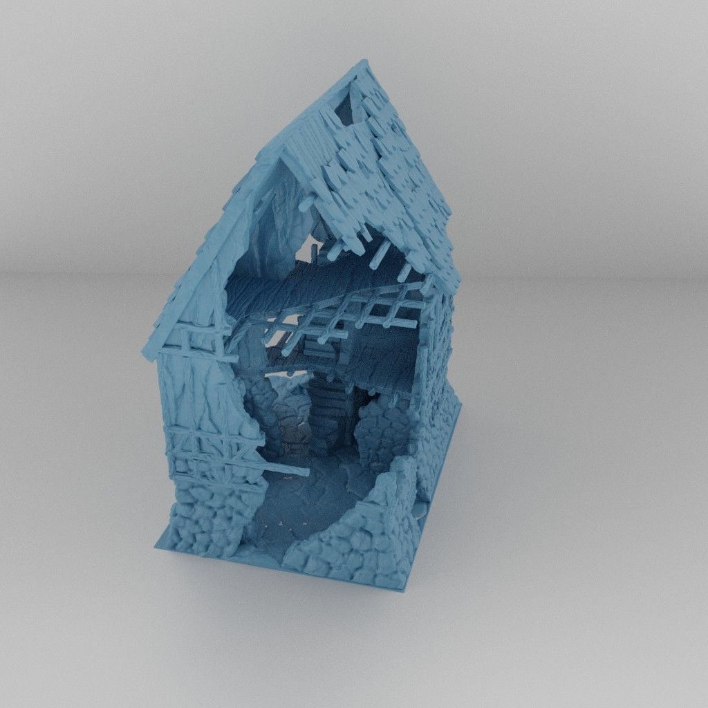Ruined House Tabletop Terrain 25 mm 3D print model_2