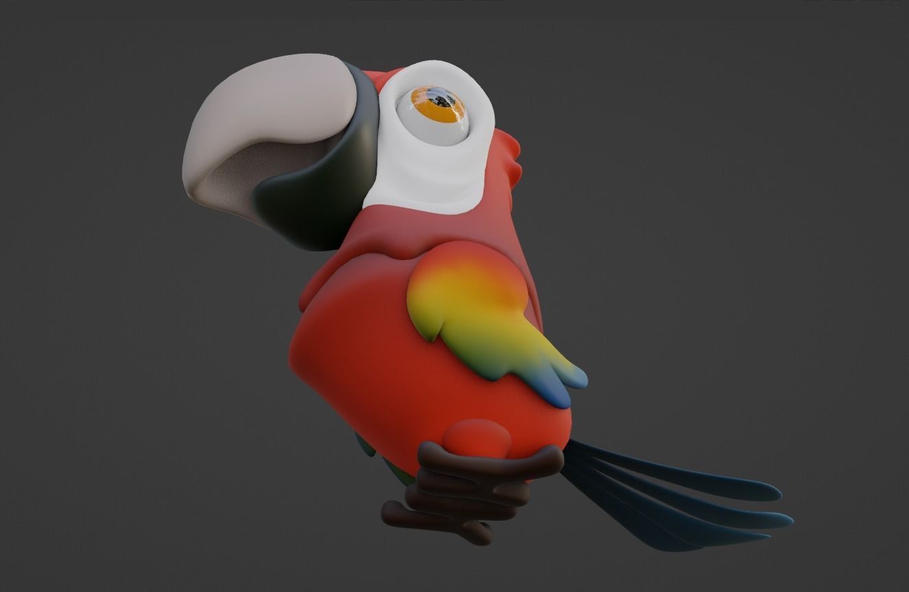 Cartoon Macaw Not Rigged 3D model_4