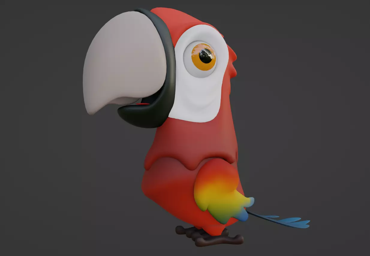 Cartoon Macaw Not Rigged 3D model_0