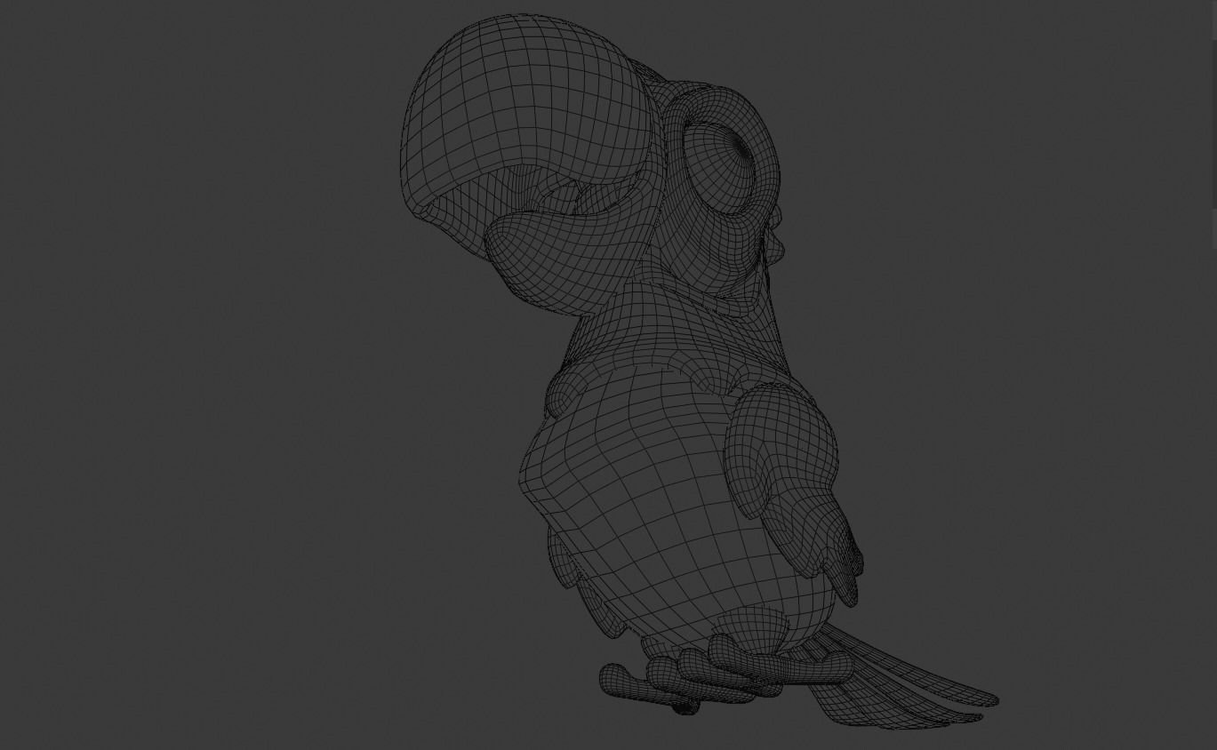 Cartoon Macaw Not Rigged 3D model_10