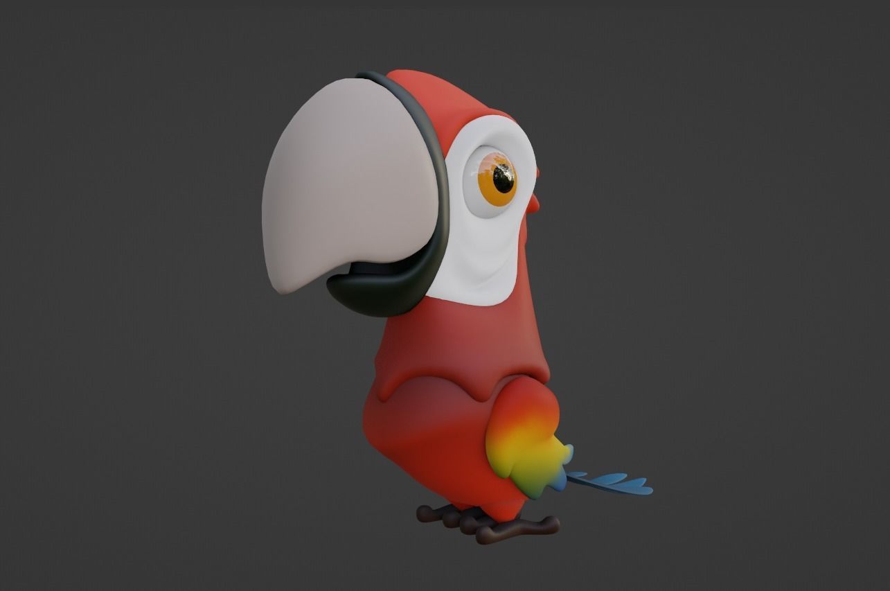 Cartoon Macaw Not Rigged 3D model_1