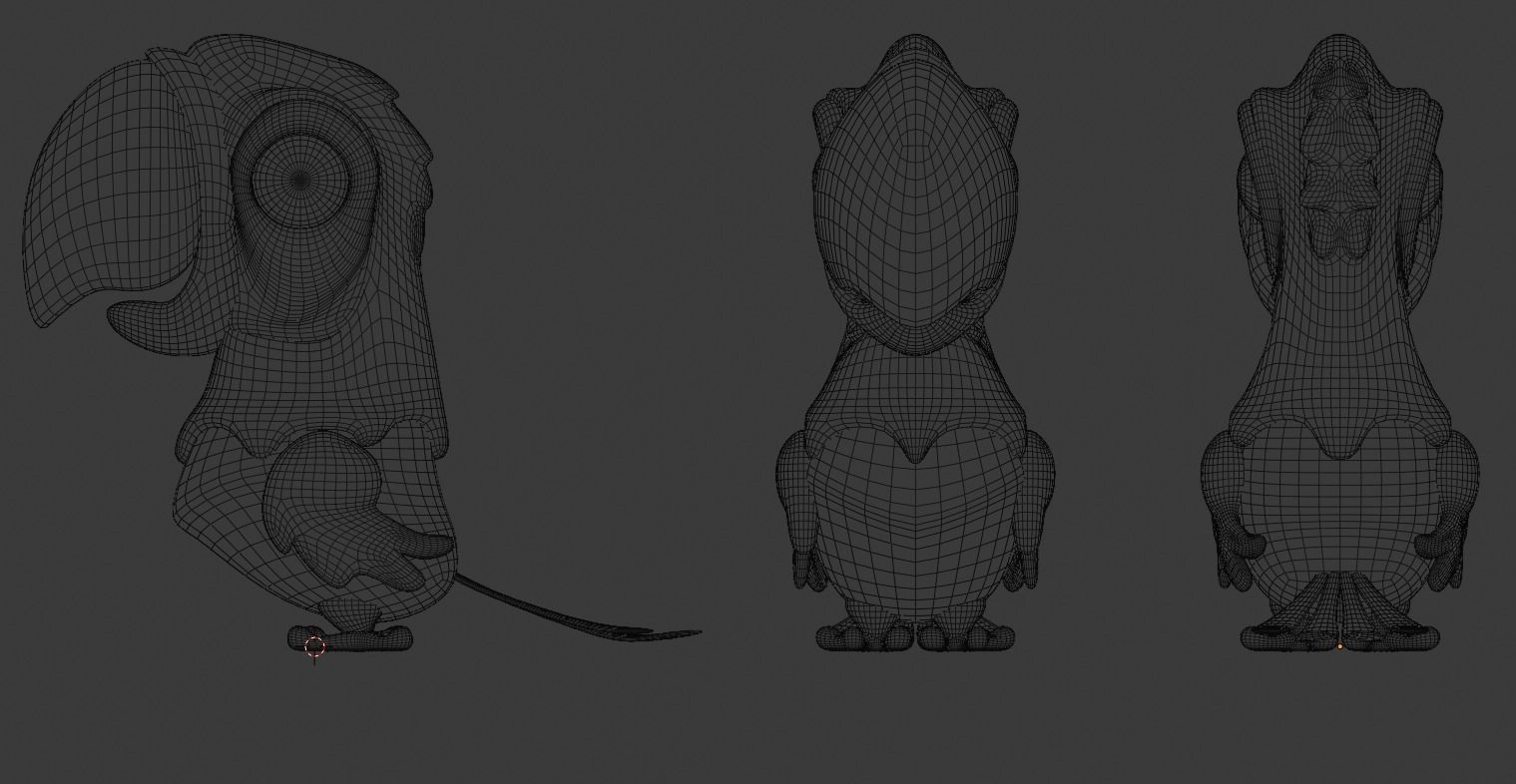 Cartoon Macaw Not Rigged 3D model_8