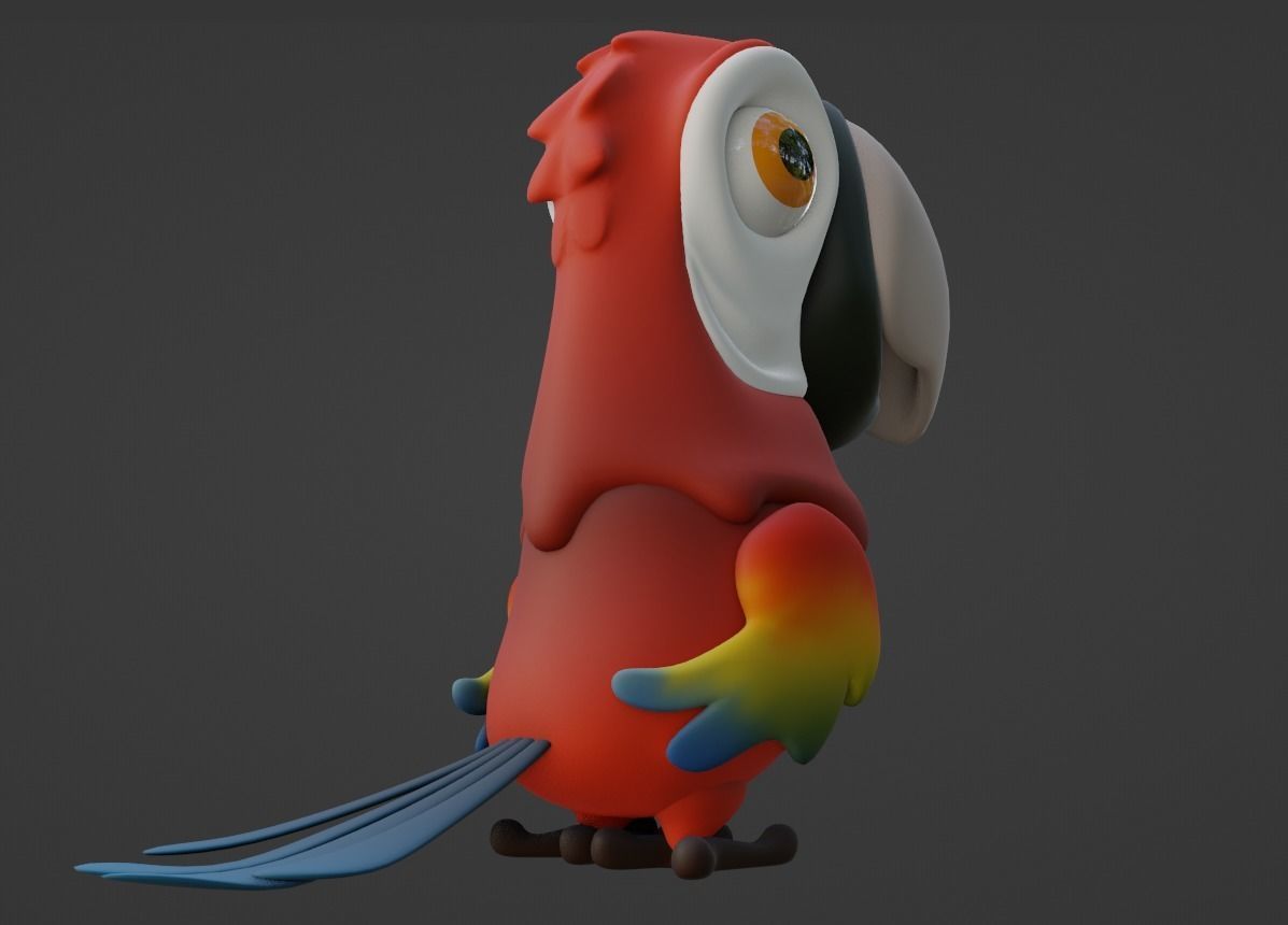 Cartoon Macaw Not Rigged 3D model_5