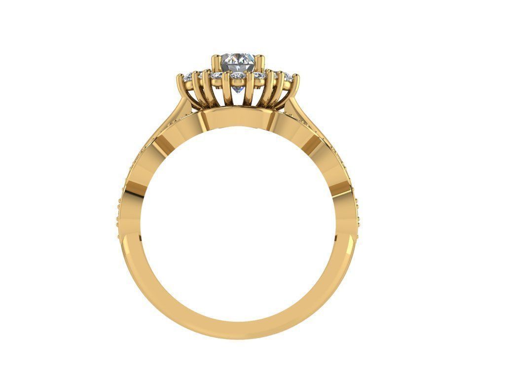 Ring050 engagement ring set gold 3D print model_2