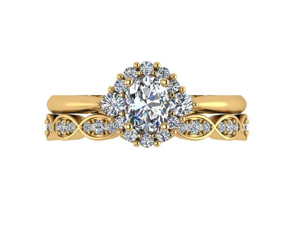 Ring050 engagement ring set gold 3D print model_1