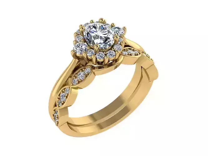 Ring050 engagement ring set gold