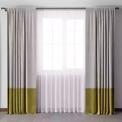 yellow Curtains with metal curtain rod 07