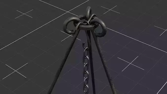 Campfire Cooking Tripod Grill Low-poly 3D model 6