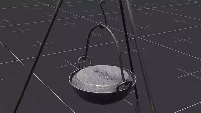 Campfire Cooking Tripod Grill Low-poly 3D model 3