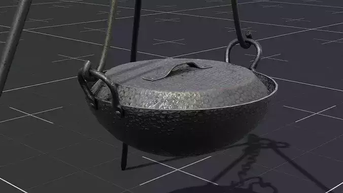 Campfire Cooking Tripod Grill Low-poly 3D model 5