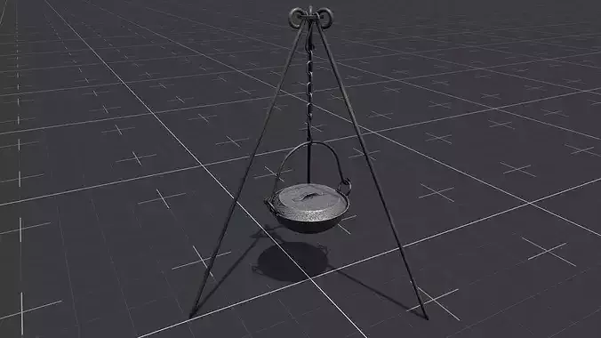 Campfire Cooking Tripod Grill Low-poly 3D model 2
