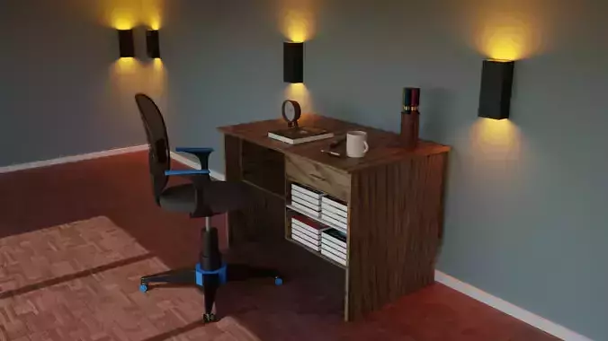 TABLE-CHAIR  LOW - POLY 3d model