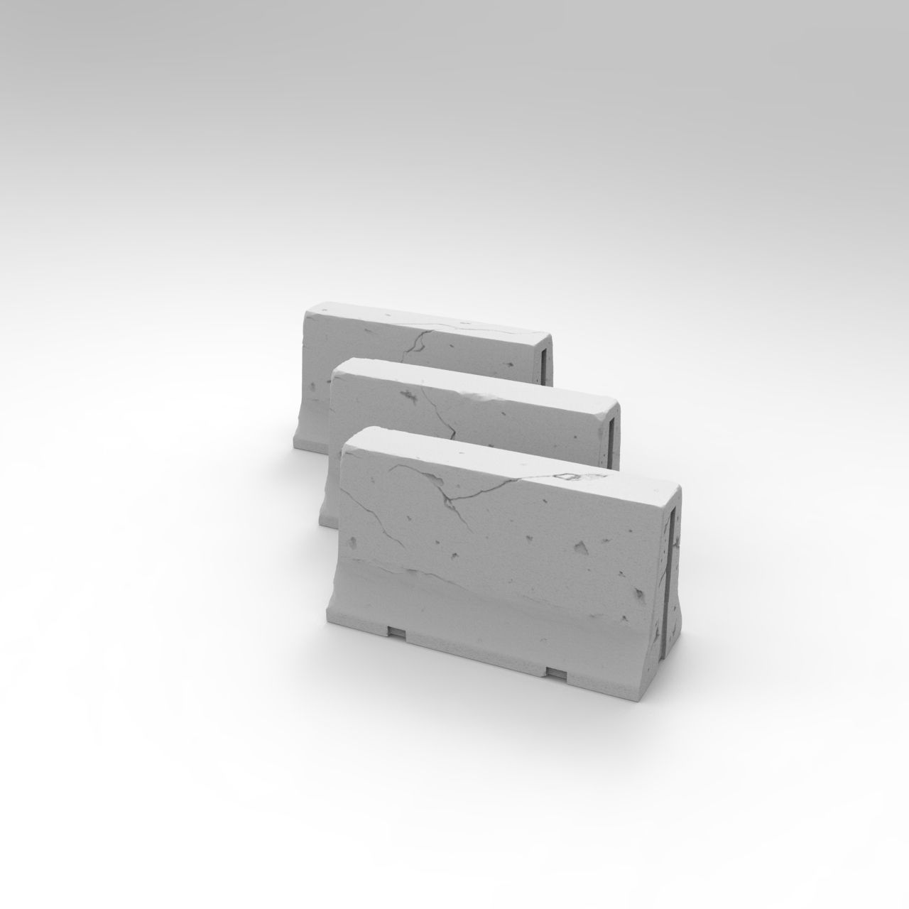 Jersey concrete barriers - 3 vers - 1-35 scale diorama accessory 3D print model_6