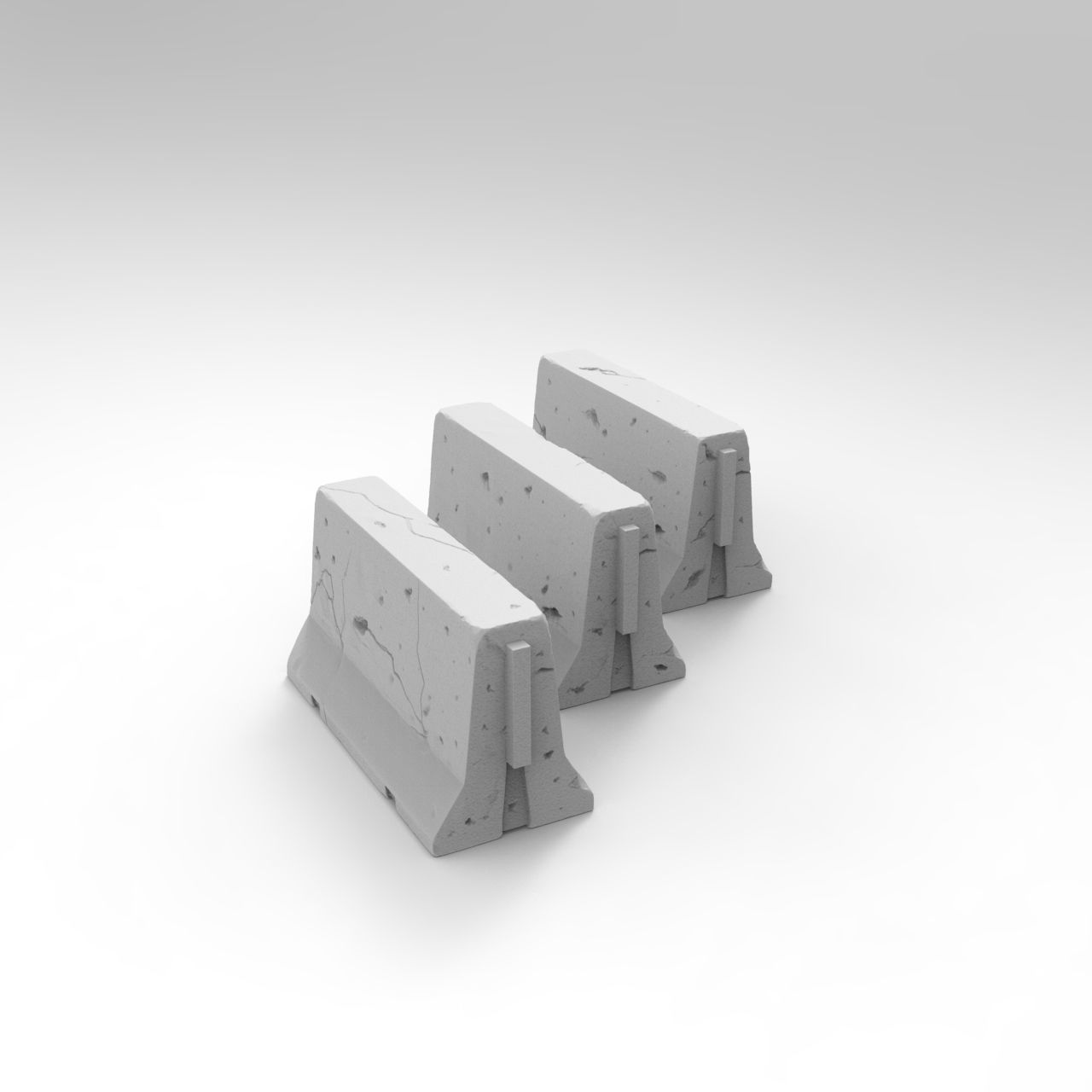 Jersey concrete barriers - 3 vers - 1-35 scale diorama accessory 3D print model_15