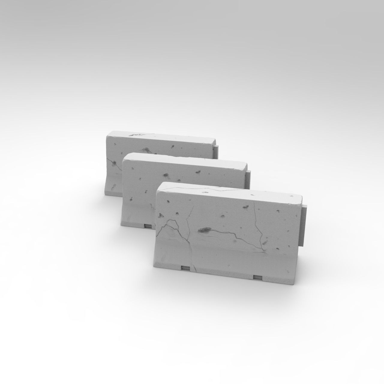 Jersey concrete barriers - 3 vers - 1-35 scale diorama accessory 3D print model_13