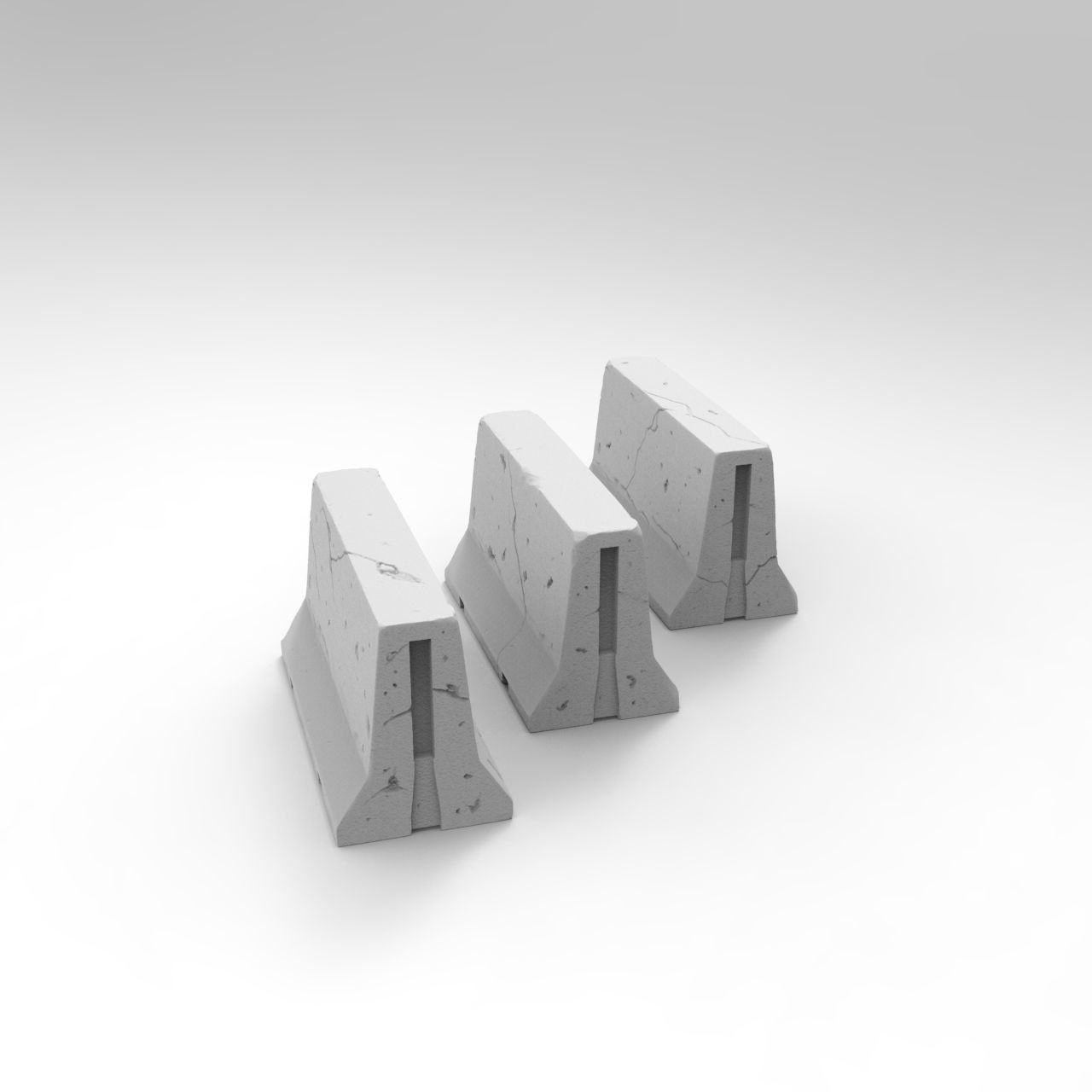 Jersey concrete barriers - 3 vers - 1-35 scale diorama accessory 3D print model_8
