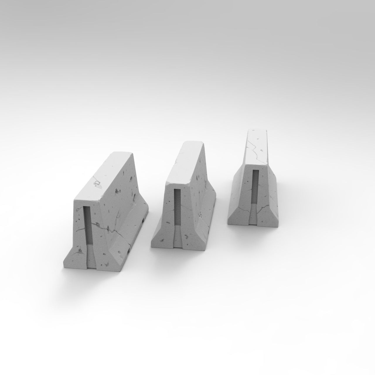Jersey concrete barriers - 3 vers - 1-35 scale diorama accessory 3D print model_9