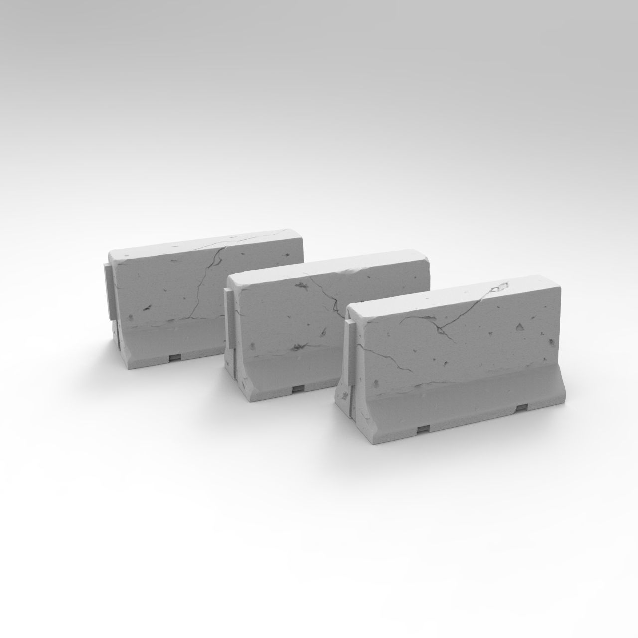 Jersey concrete barriers - 3 vers - 1-35 scale diorama accessory 3D print model_19
