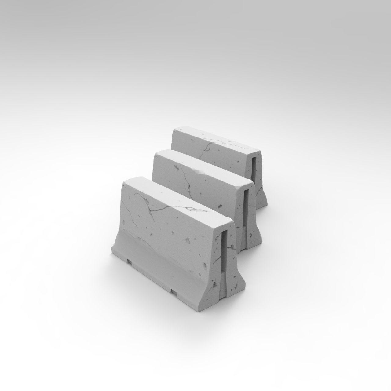 Jersey concrete barriers - 3 vers - 1-35 scale diorama accessory 3D print model_7