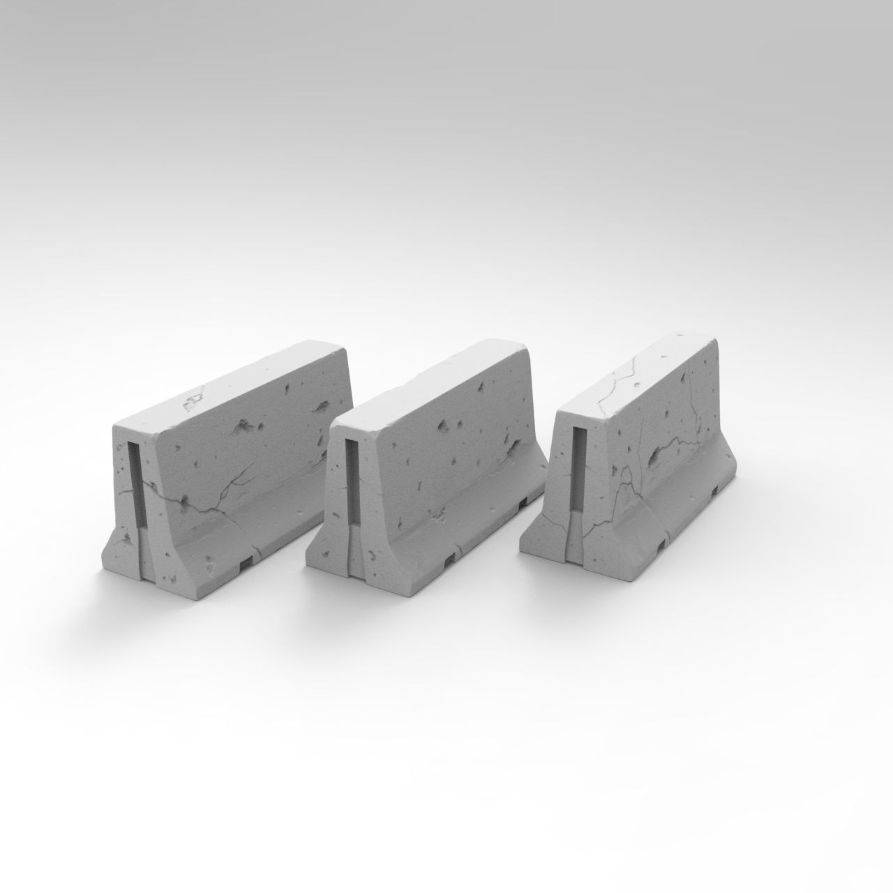 Jersey concrete barriers - 3 vers - 1-35 scale diorama accessory 3D print model_10