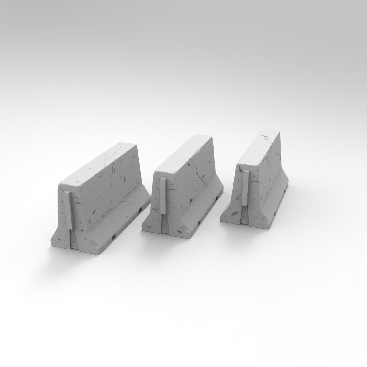 Jersey concrete barriers - 3 vers - 1-35 scale diorama accessory 3D print model_17