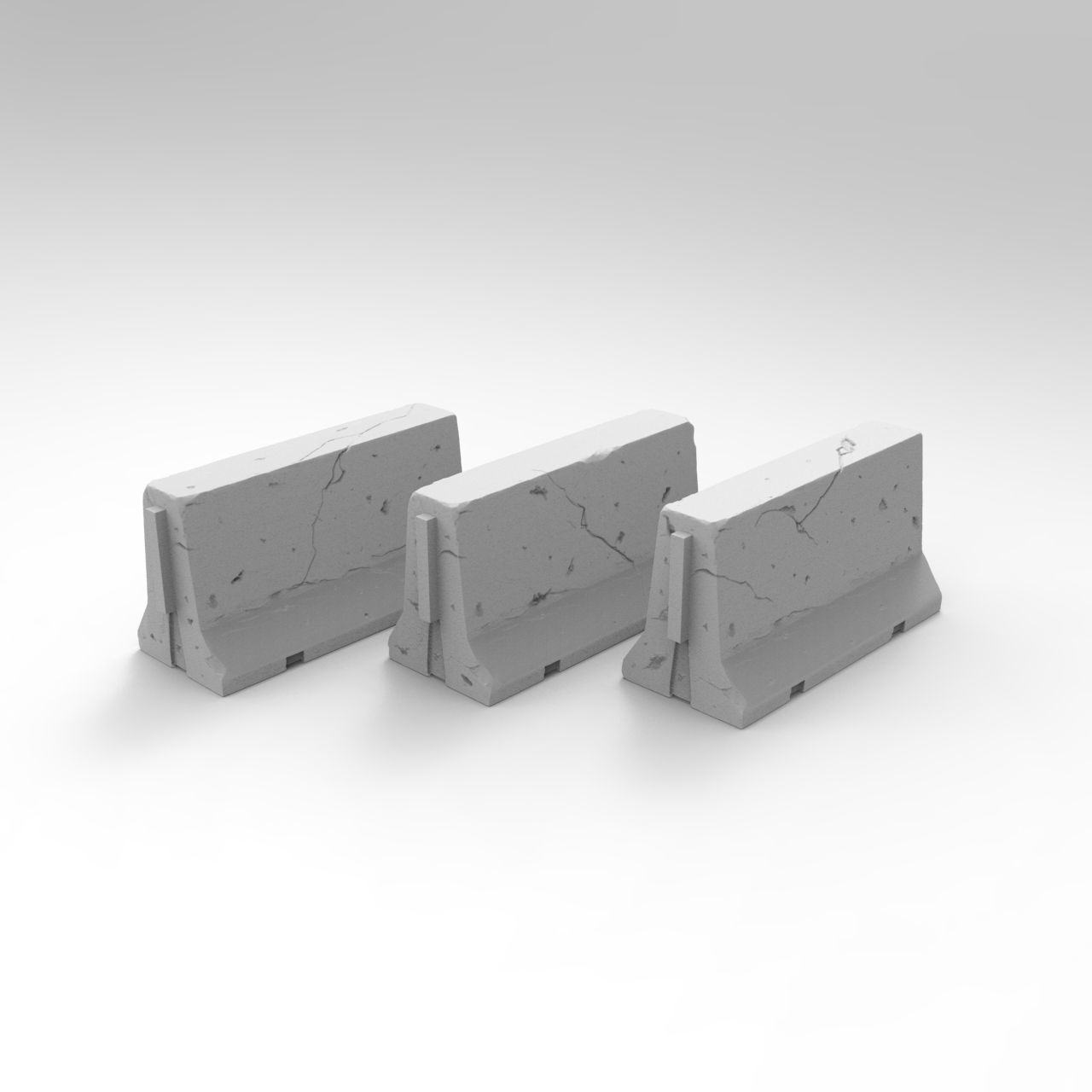 Jersey concrete barriers - 3 vers - 1-35 scale diorama accessory 3D print model_18