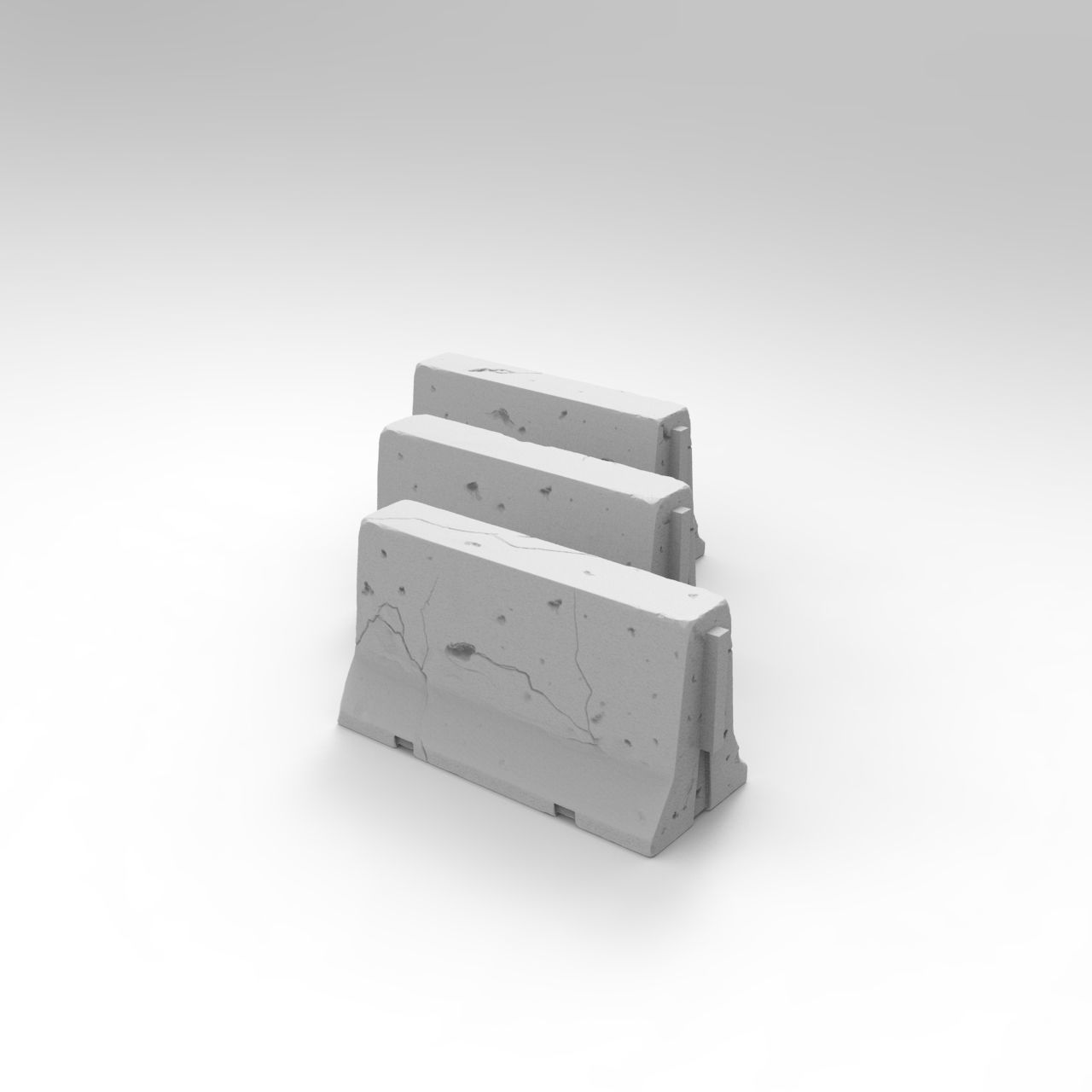 Jersey concrete barriers - 3 vers - 1-35 scale diorama accessory 3D print model_14