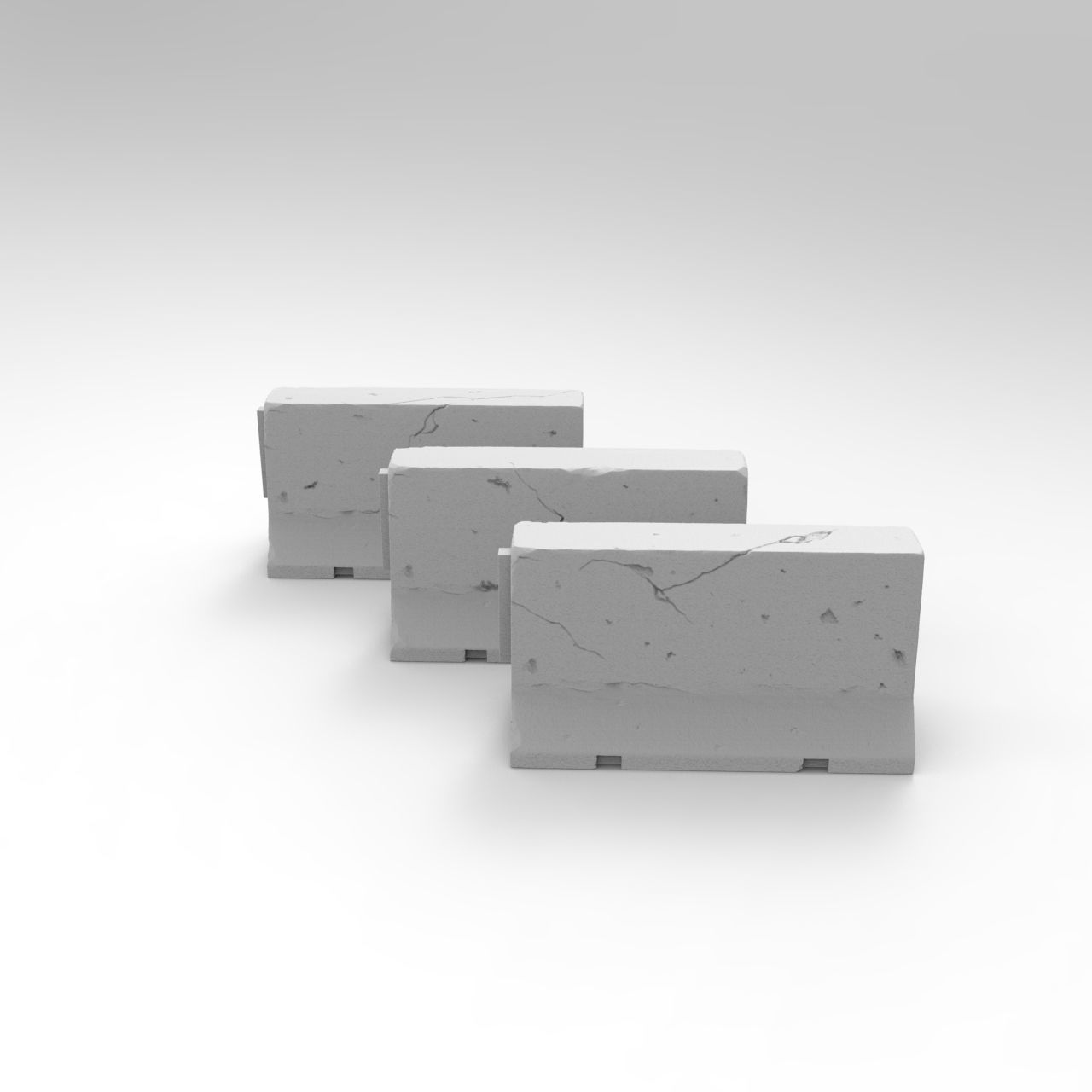Jersey concrete barriers - 3 vers - 1-35 scale diorama accessory 3D print model_5
