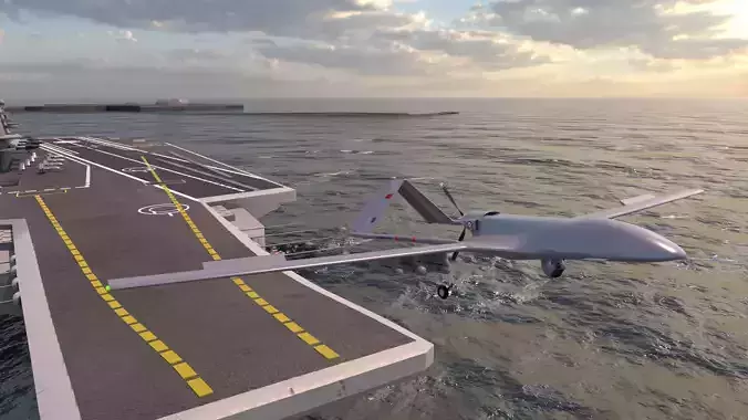 Bayraktar TB3 Unmanned Combat Aerial Vehicle  Low-poly 3D model