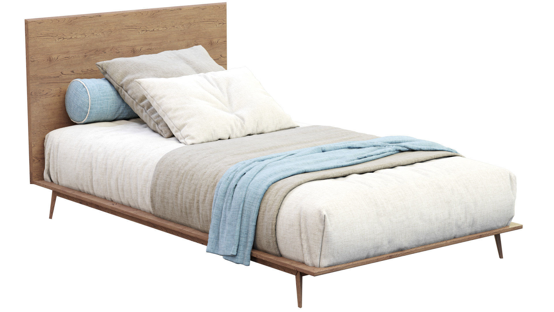 Bed Walnut By West Elm 3D model_1